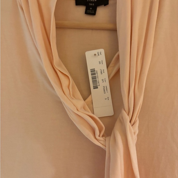 J Crew 365 NWT Stretch Blush Pink Tie Neck Blouse - Picture 9 of 10